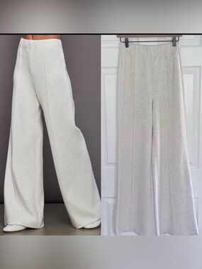 Carbon38 Pintuck Knit Pant‎ Sz M in Moonbeam Heather Elastic Waist Loungewear